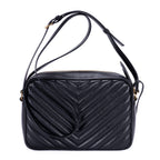 Shoulder Bag Lou Camera Bag Black Quilted Chevron Leather