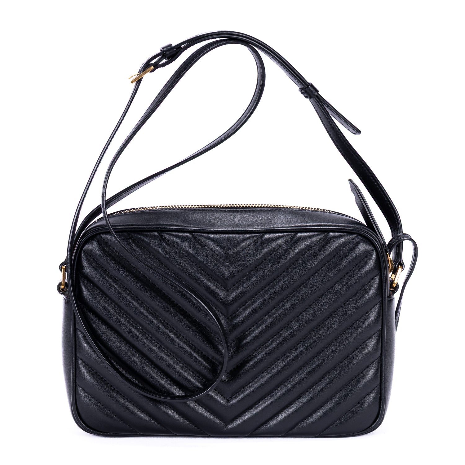 Shoulder Bag Lou Camera Bag Black Quilted Chevron Leather