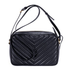 Bolso de hombro Lou Camera Bag de cuero chevron acolchado negro
