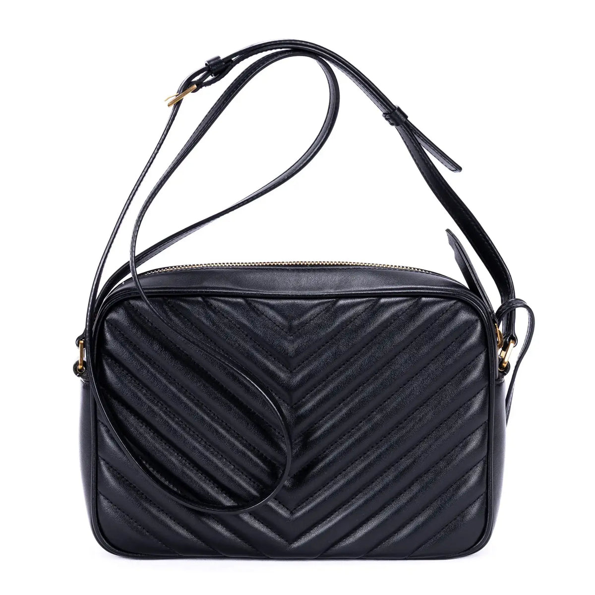 Bolso de hombro Lou Camera Bag de cuero chevron acolchado negro