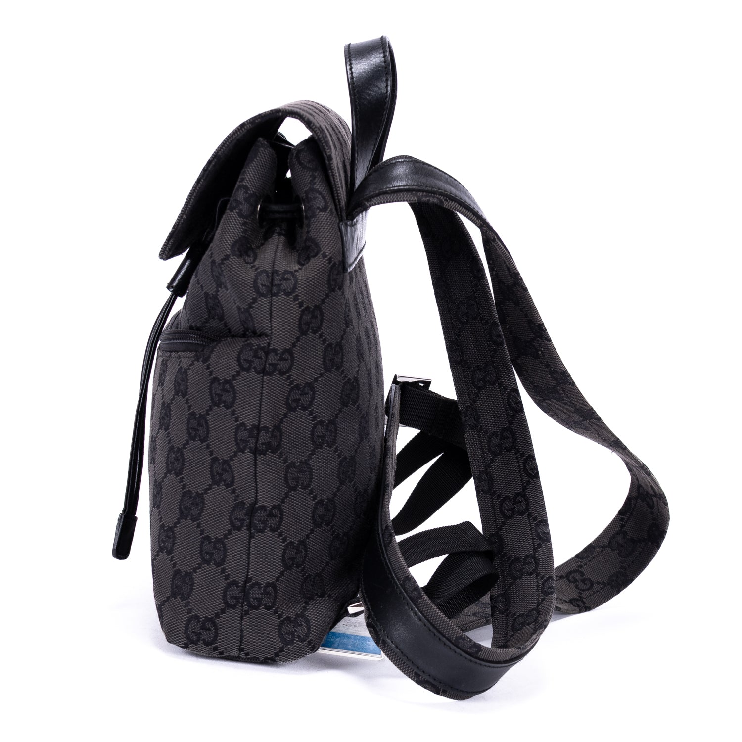 Backpack Front Zip Pocket Flap Backpack Small Black Monogram Canvas