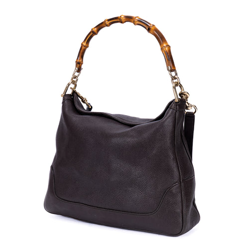 Bolso de mano Bamboo Diana Hobo de piel de becerro negra