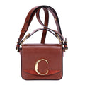 Bolso de Hombro Mini C Bandolera Mini de Piel de Becerro Lisa Marrón