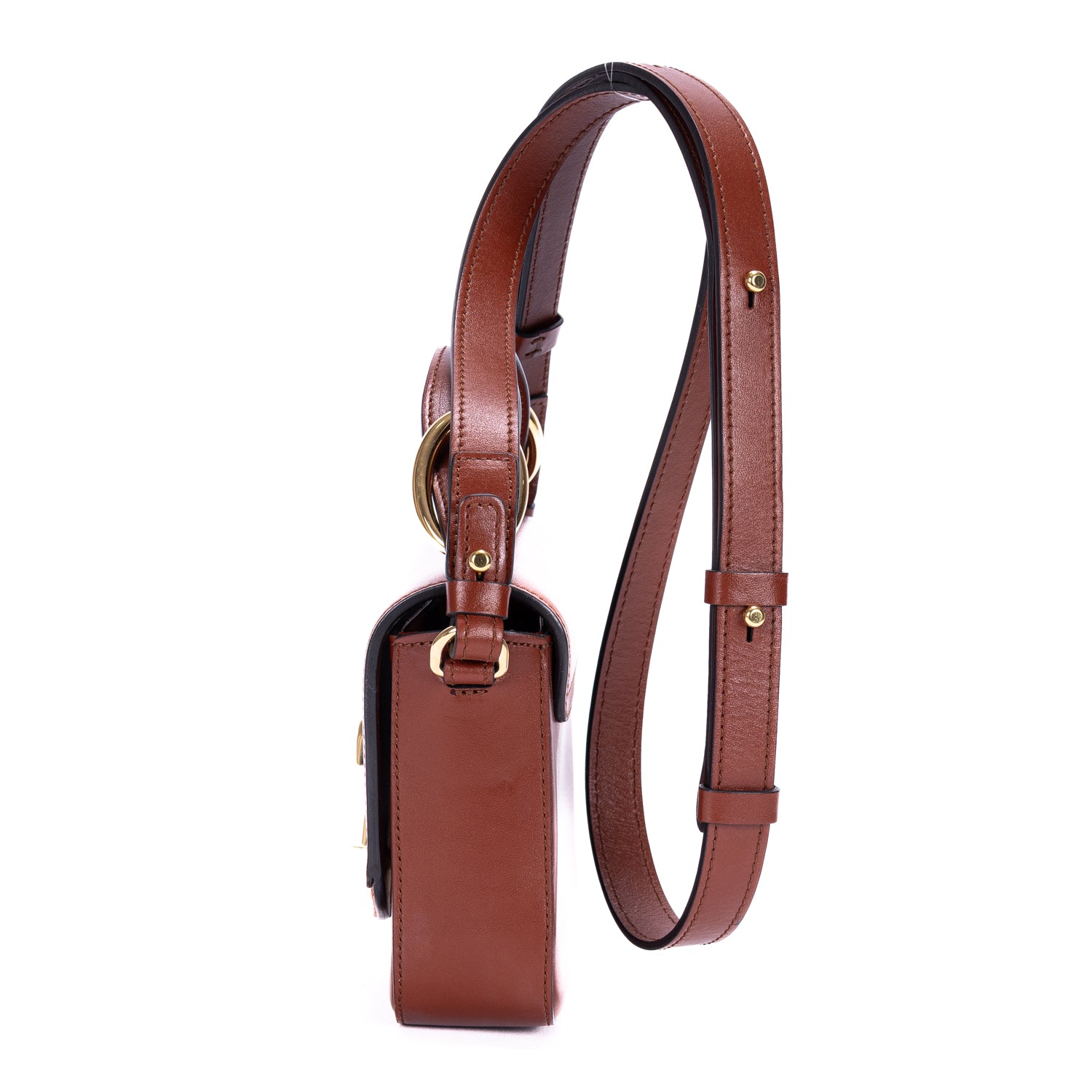 Bolso de Hombro Mini C Bandolera Mini de Piel de Becerro Lisa Marrón