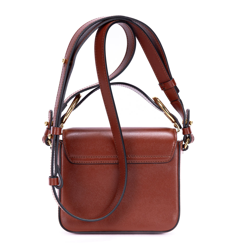 Bolso de Hombro Mini C Bandolera Mini de Piel de Becerro Lisa Marrón