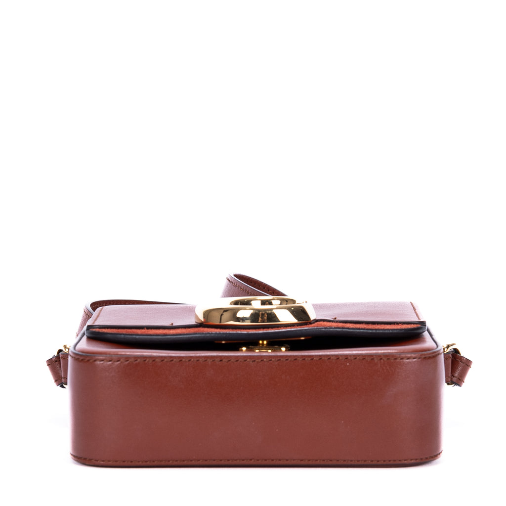 Bolso de Hombro Mini C Bandolera Mini de Piel de Becerro Lisa Marrón