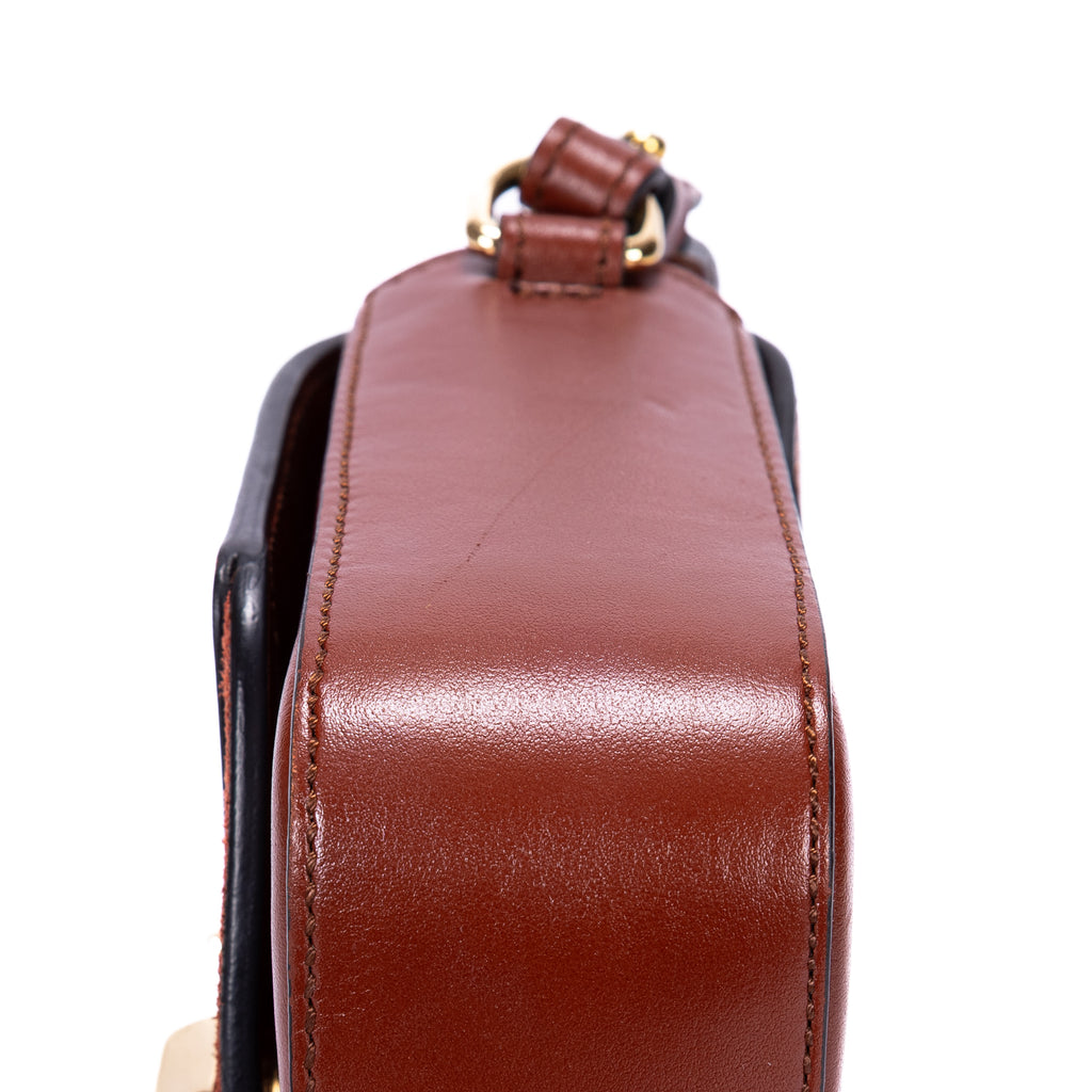 Bolso de Hombro Mini C Bandolera Mini de Piel de Becerro Lisa Marrón