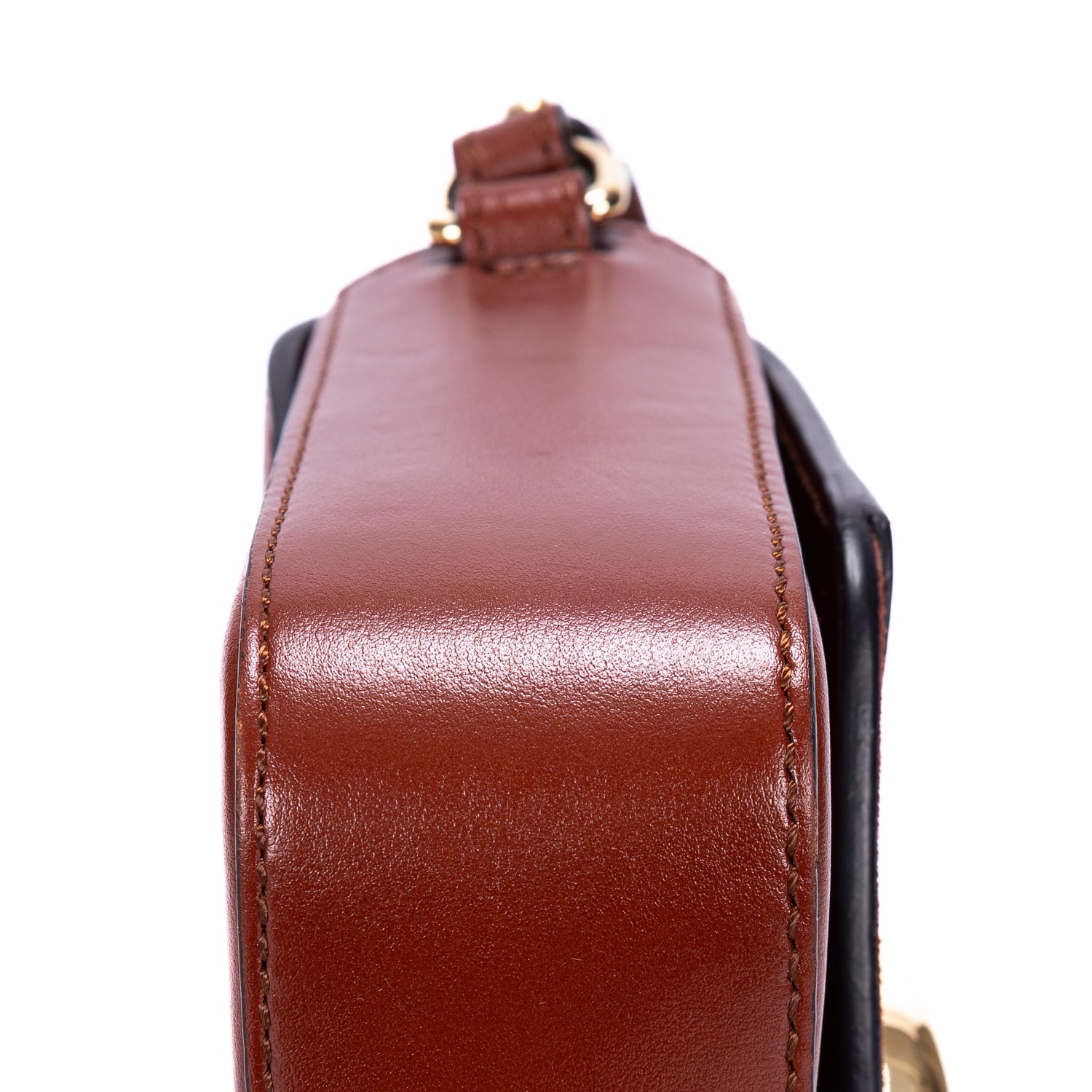 Bolso de Hombro Mini C Bandolera Mini de Piel de Becerro Lisa Marrón