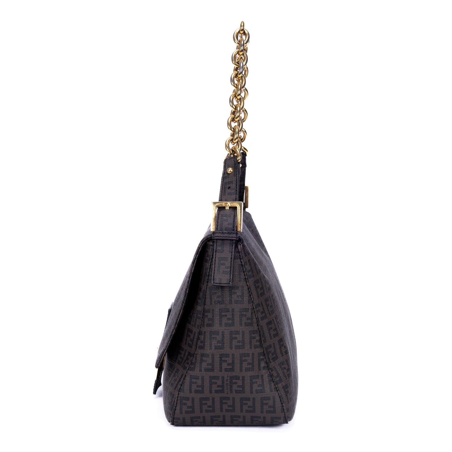 Handbag Mamma Baguette Black Zucca Coated Canvas