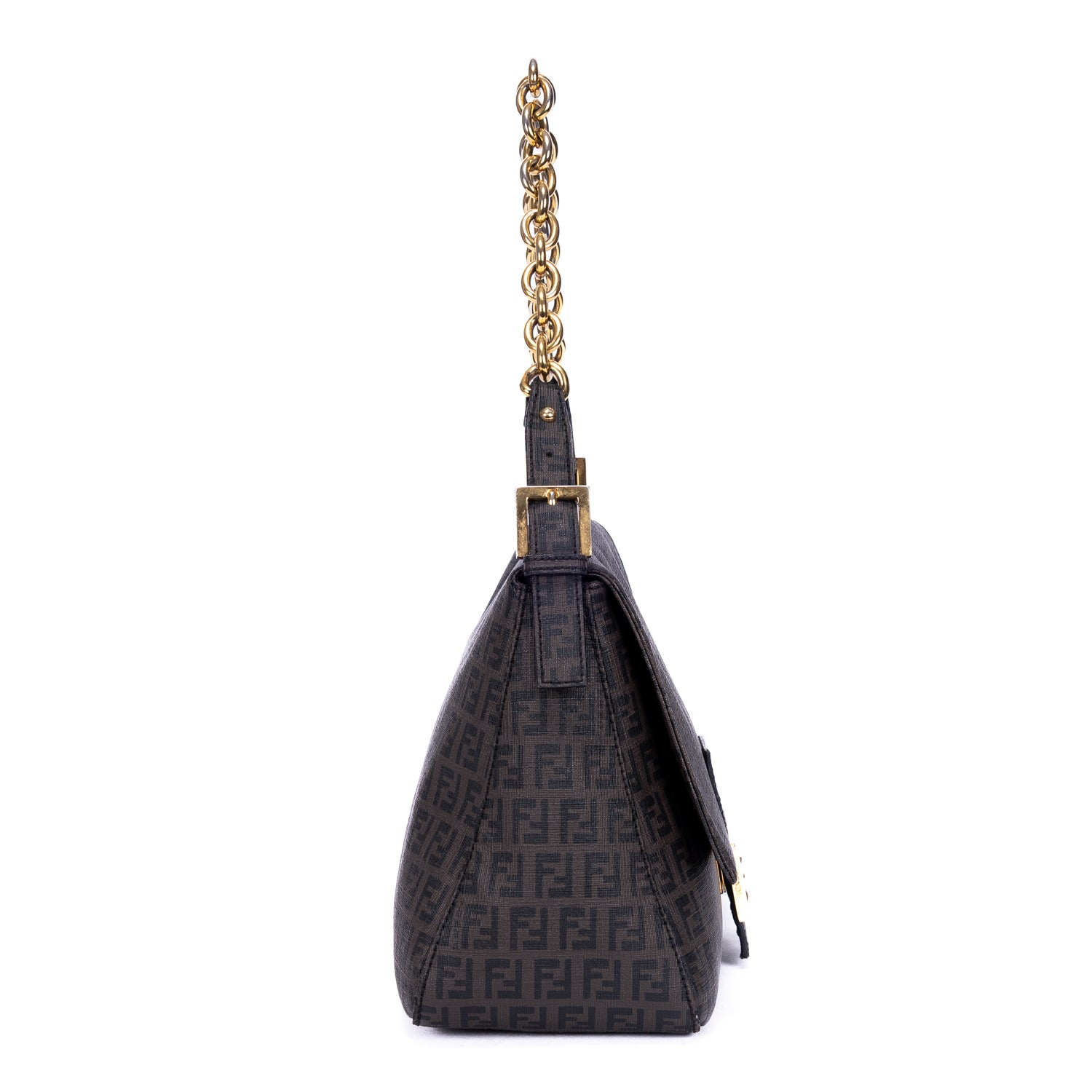 Handbag Mamma Baguette Black Zucca Coated Canvas