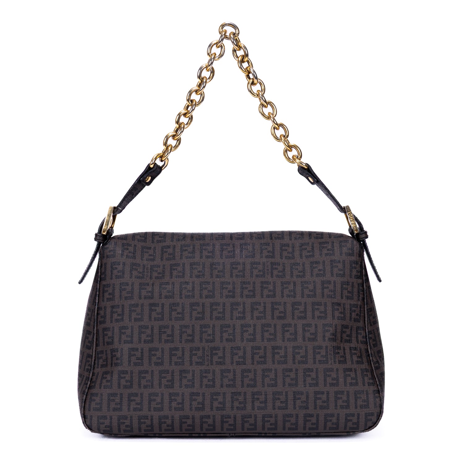 Handbag Mamma Baguette Black Zucca Coated Canvas