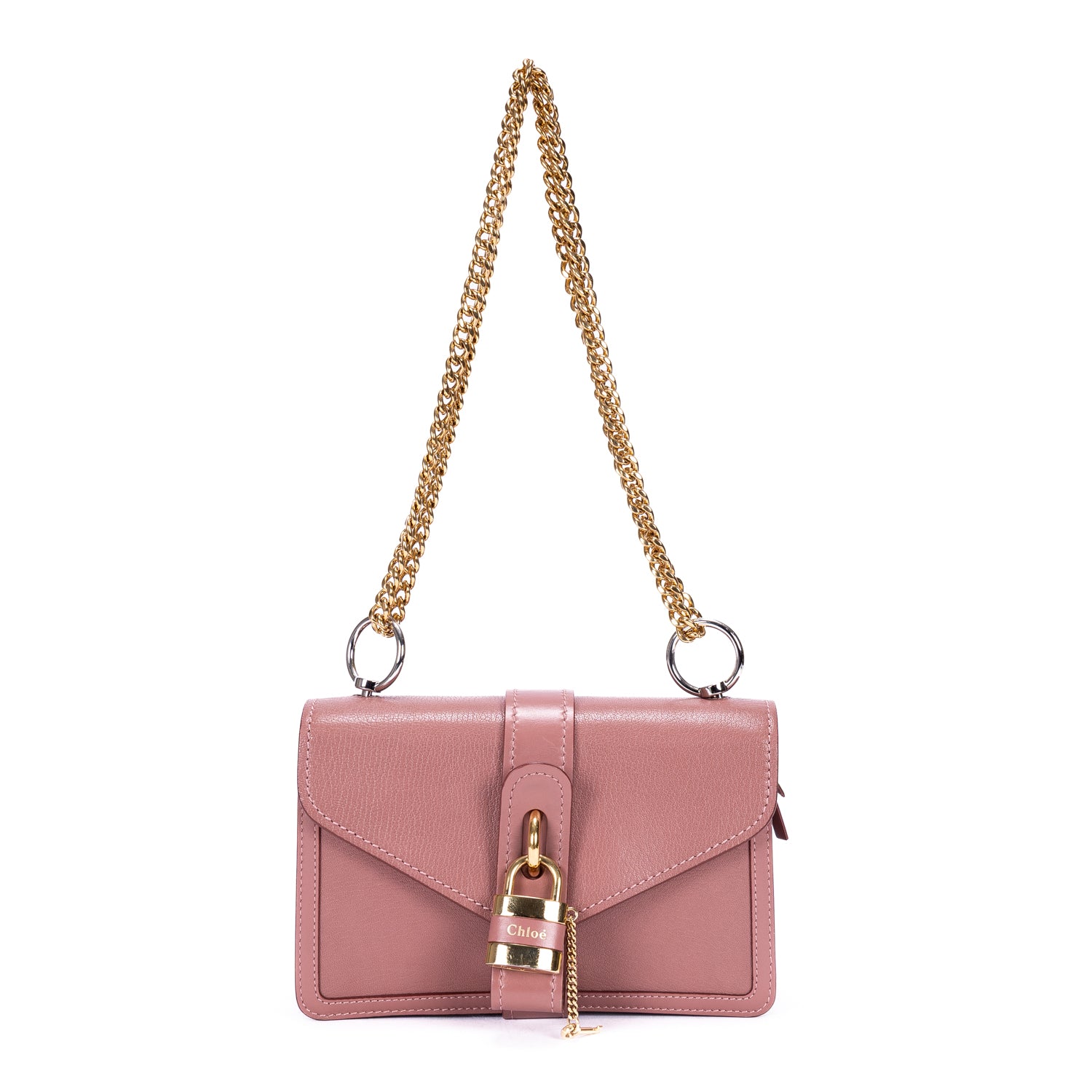 Bolso de hombro Aby Chain Bag Piel de becerro rosa