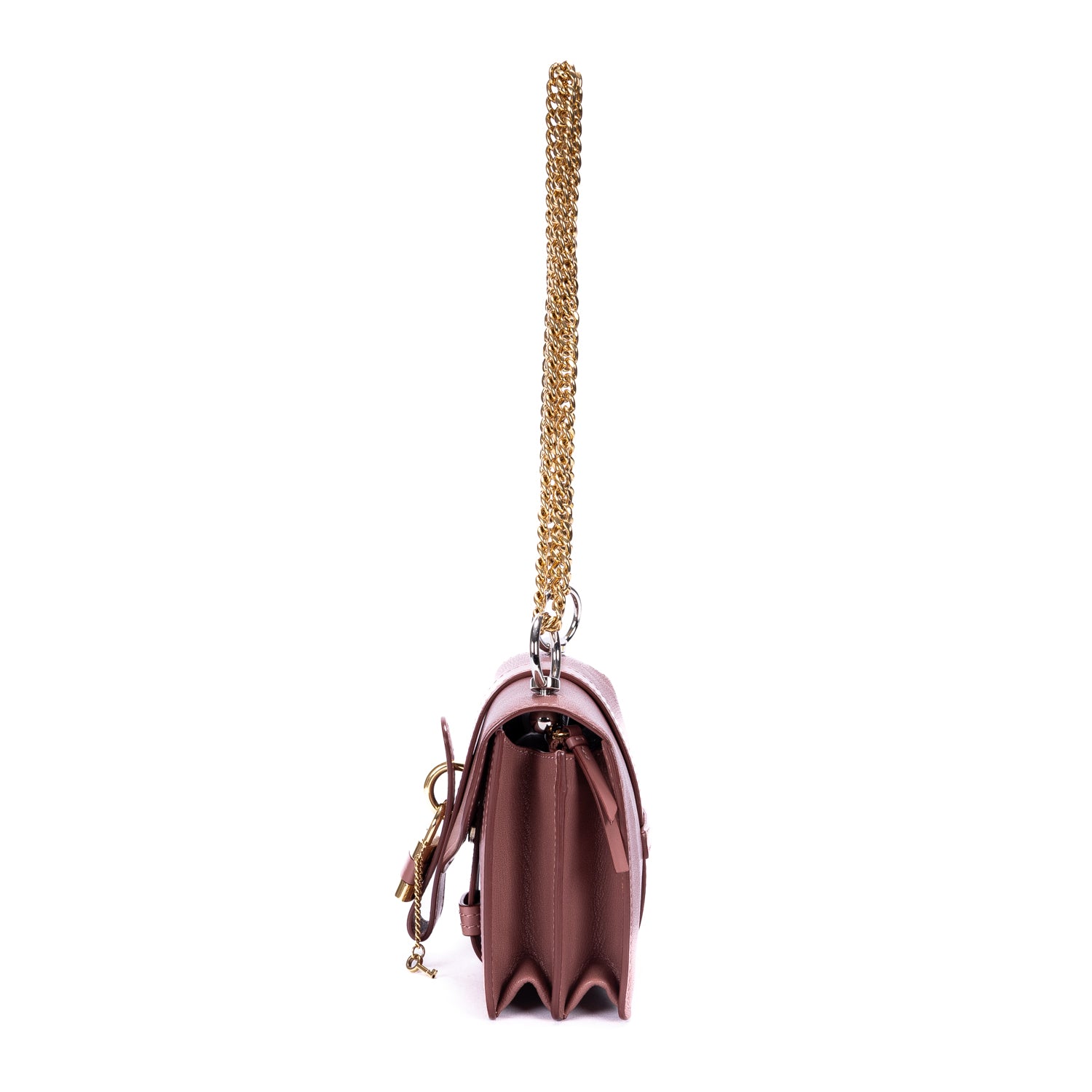 Bolso de hombro Aby Chain Bag Piel de becerro rosa
