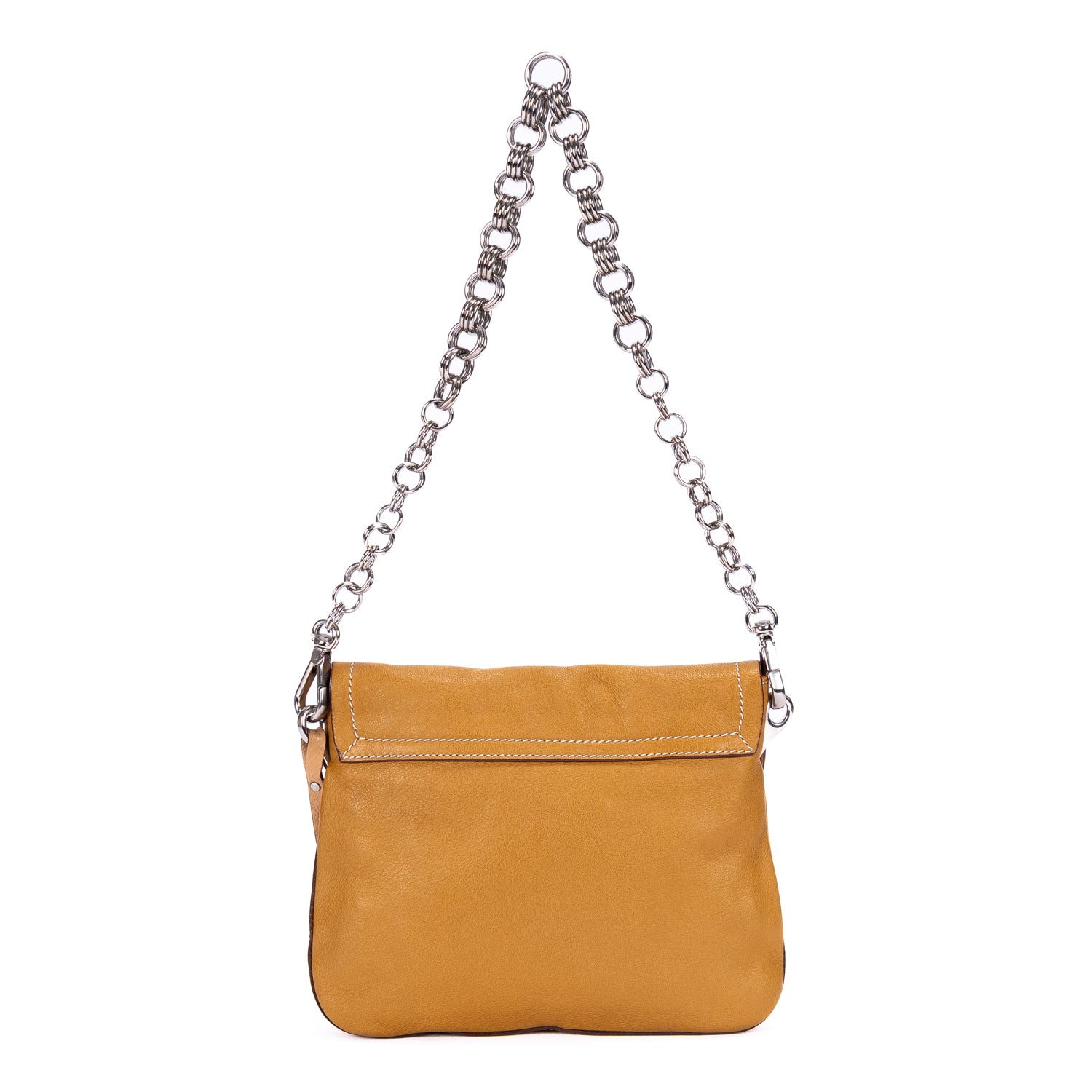 Shoulder Bag Tassel Flap Chain Bag Beige Vitello Daino Leather