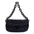 Sac bandoulière Tessuto Gaufre Chain Bag toile de nylon noire