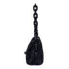 Sac bandoulière Tessuto Gaufre Chain Bag toile de nylon noire