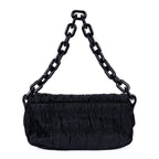 Sac bandoulière Tessuto Gaufre Chain Bag toile de nylon noire