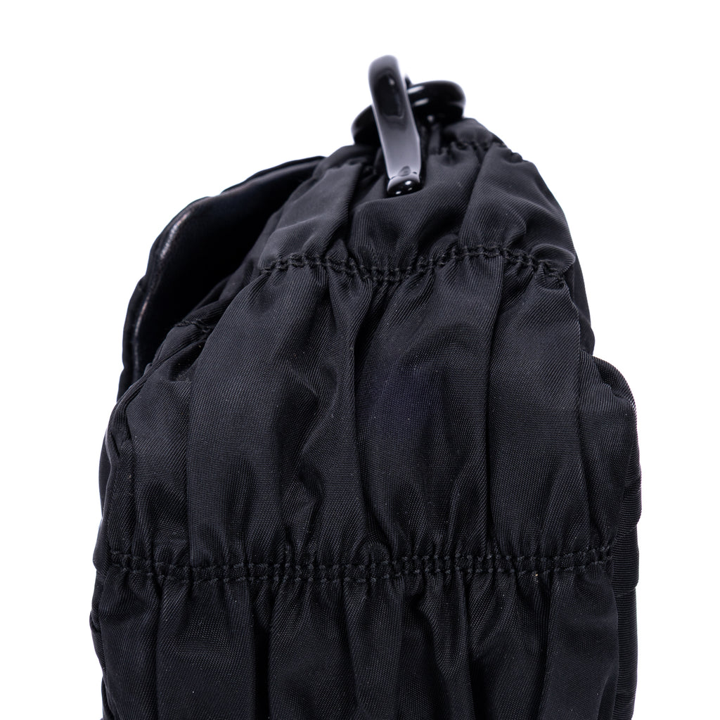 Sac bandoulière Tessuto Gaufre Chain Bag toile de nylon noire