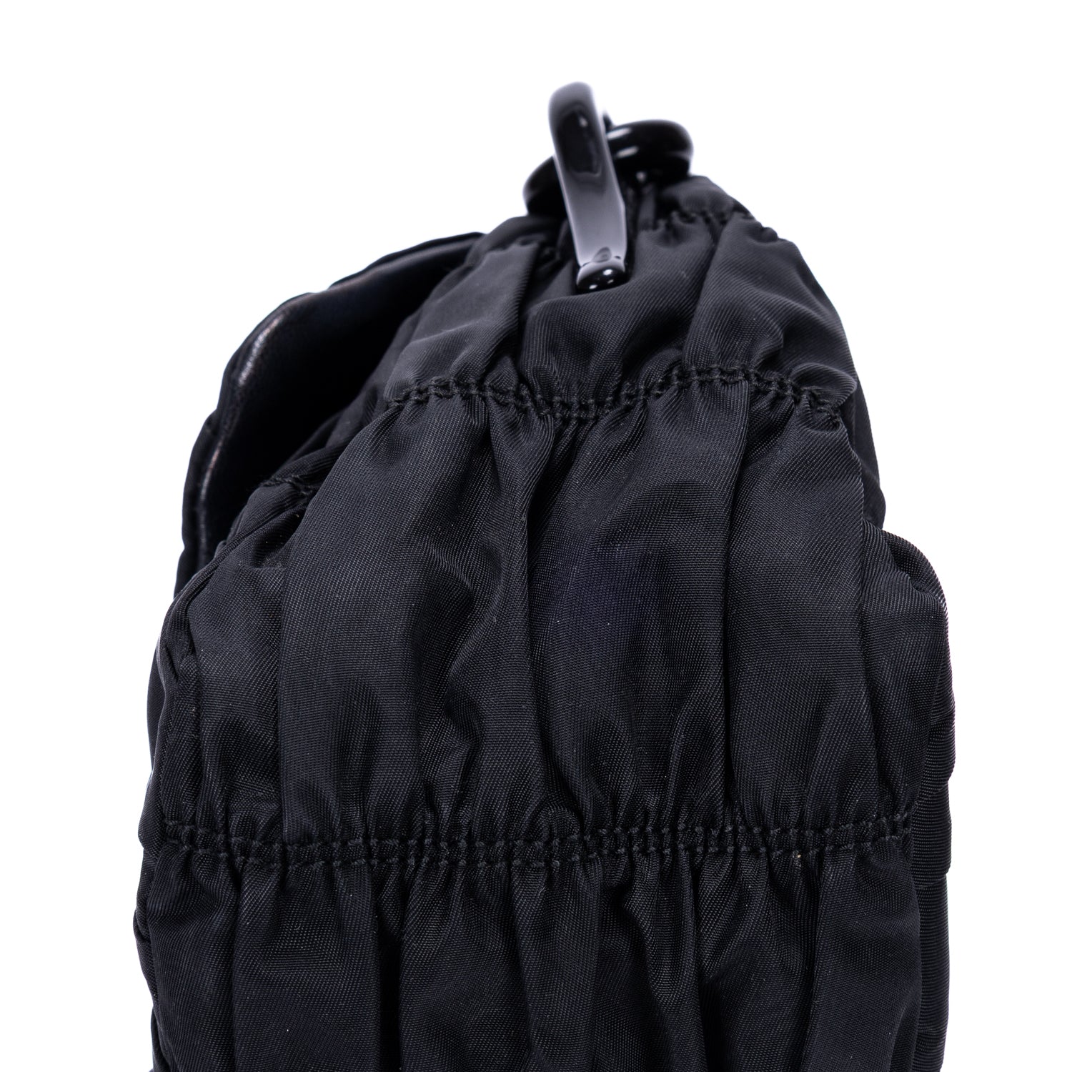 Sac bandoulière Tessuto Gaufre Chain Bag toile de nylon noire