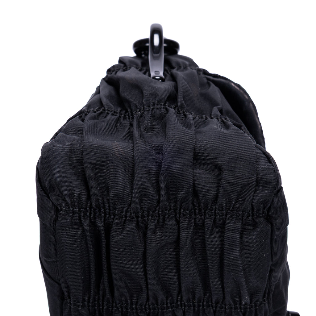 Sac bandoulière Tessuto Gaufre Chain Bag toile de nylon noire