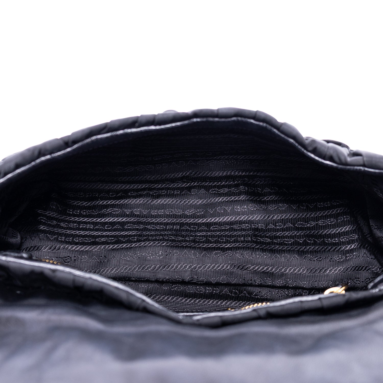 Sac bandoulière Tessuto Gaufre Chain Bag toile de nylon noire