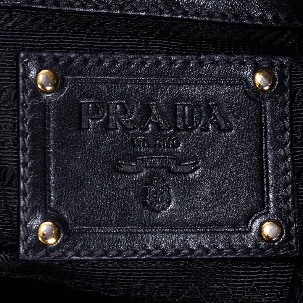 Sac bandoulière Tessuto Gaufre Chain Bag toile de nylon noire
