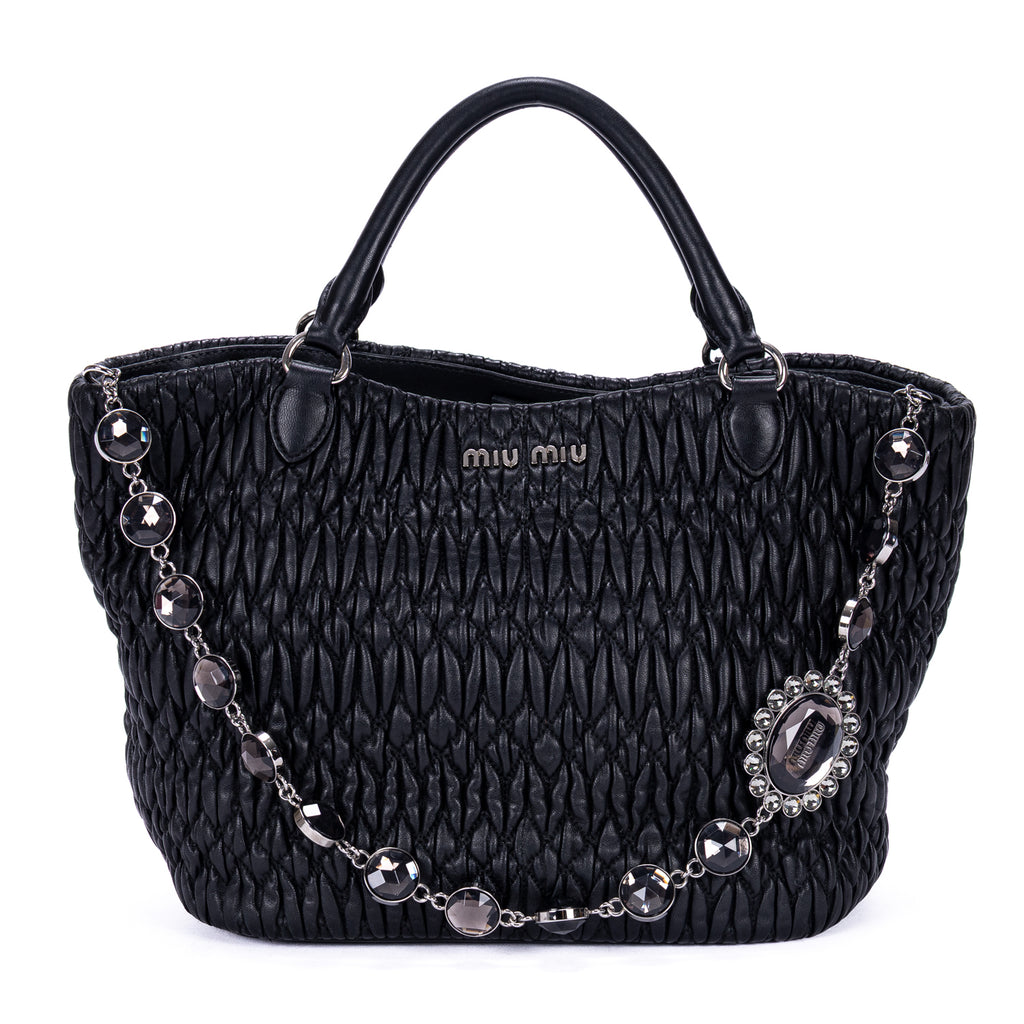 Shoulder Bag Matelasse Tote Black Nappa Matelasse Leather
