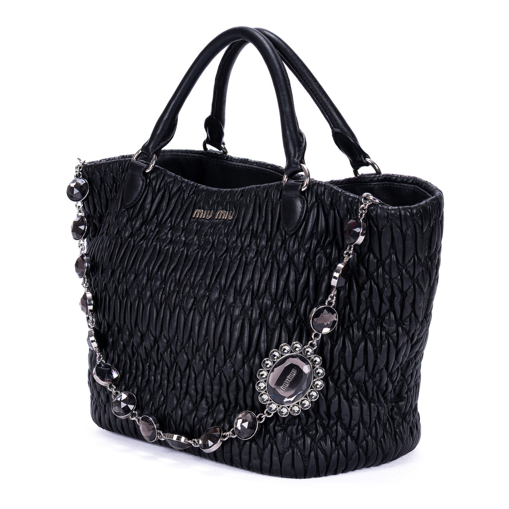 Shoulder Bag Matelasse Tote Black Nappa Matelasse Leather