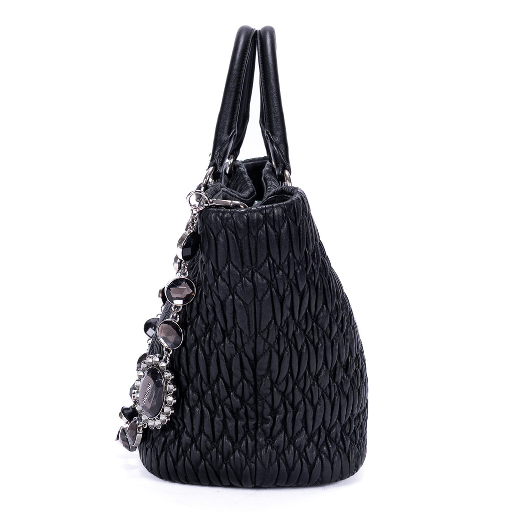 Shoulder Bag Matelasse Tote Black Nappa Matelasse Leather