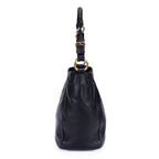 Sac d'Épaule Pochette Latérale Cabas Cuir Vitello Daino Noir