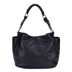 Sac d'Épaule Pochette Latérale Cabas Cuir Vitello Daino Noir