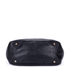 Sac d'Épaule Pochette Latérale Cabas Cuir Vitello Daino Noir