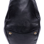 Sac d'Épaule Pochette Latérale Cabas Cuir Vitello Daino Noir