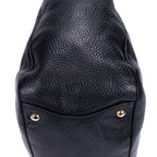 Sac d'Épaule Pochette Latérale Cabas Cuir Vitello Daino Noir