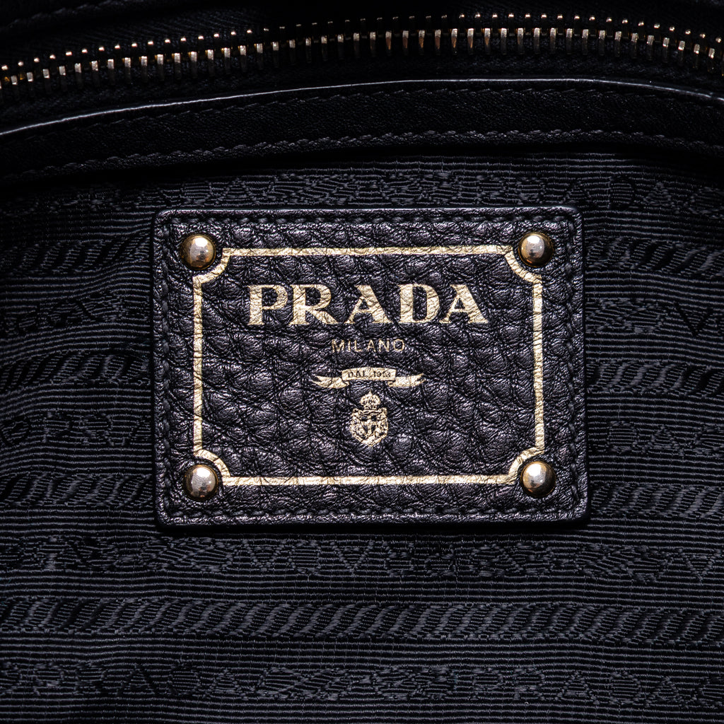 Sac d'Épaule Pochette Latérale Cabas Cuir Vitello Daino Noir