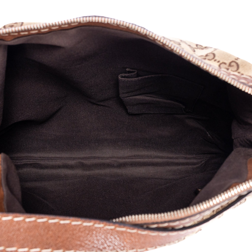 Shoulder Bag Charlotte Hobo Beige Monogrammed Canvas