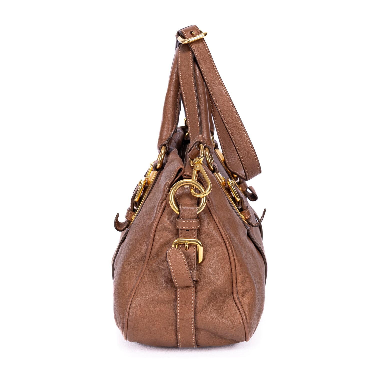 Shoulder Bag Bauletto Brown Calfskin Leather