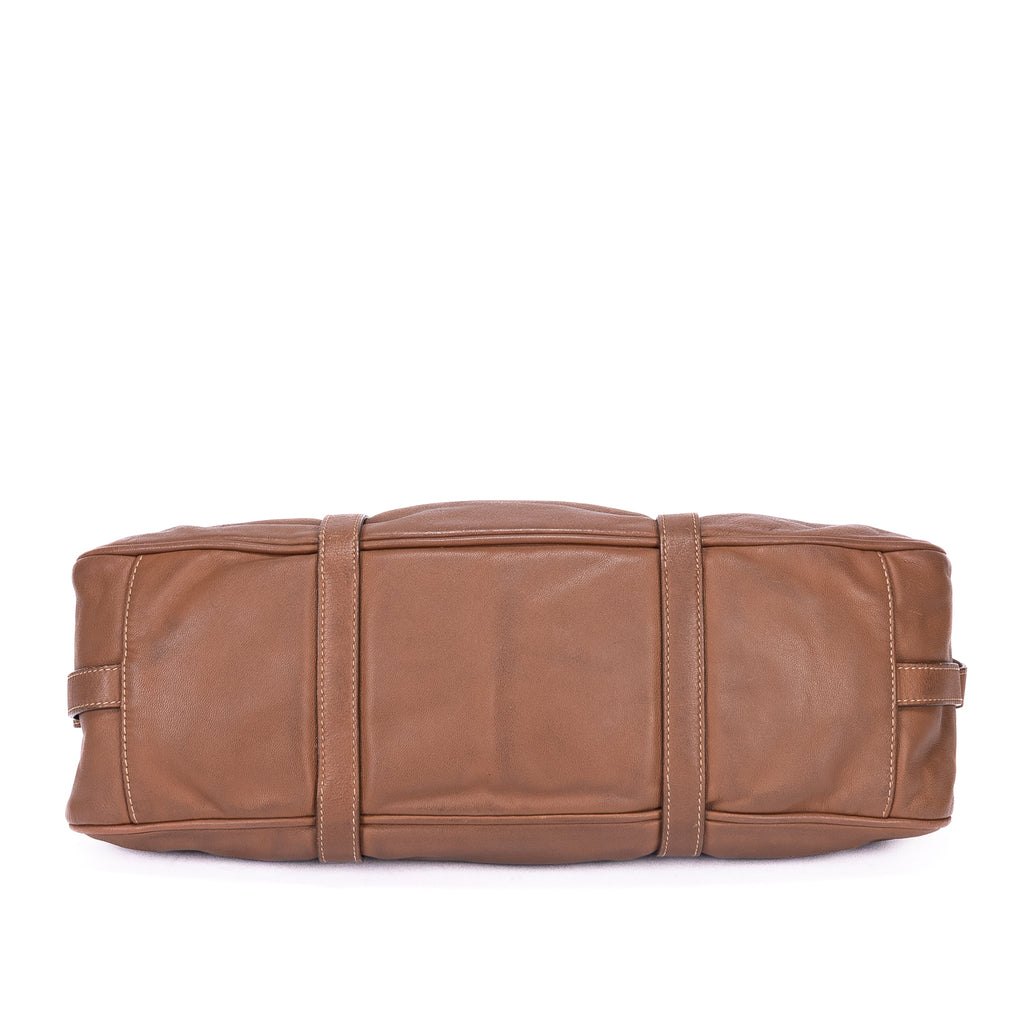 Sac à Épaule Bauletto en Cuir de Veau Marron