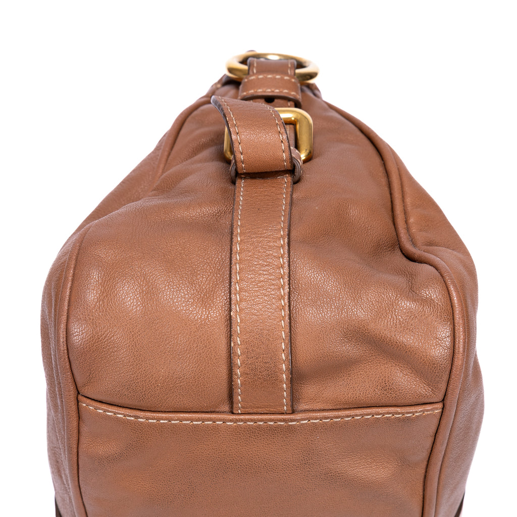 Sac à Épaule Bauletto en Cuir de Veau Marron