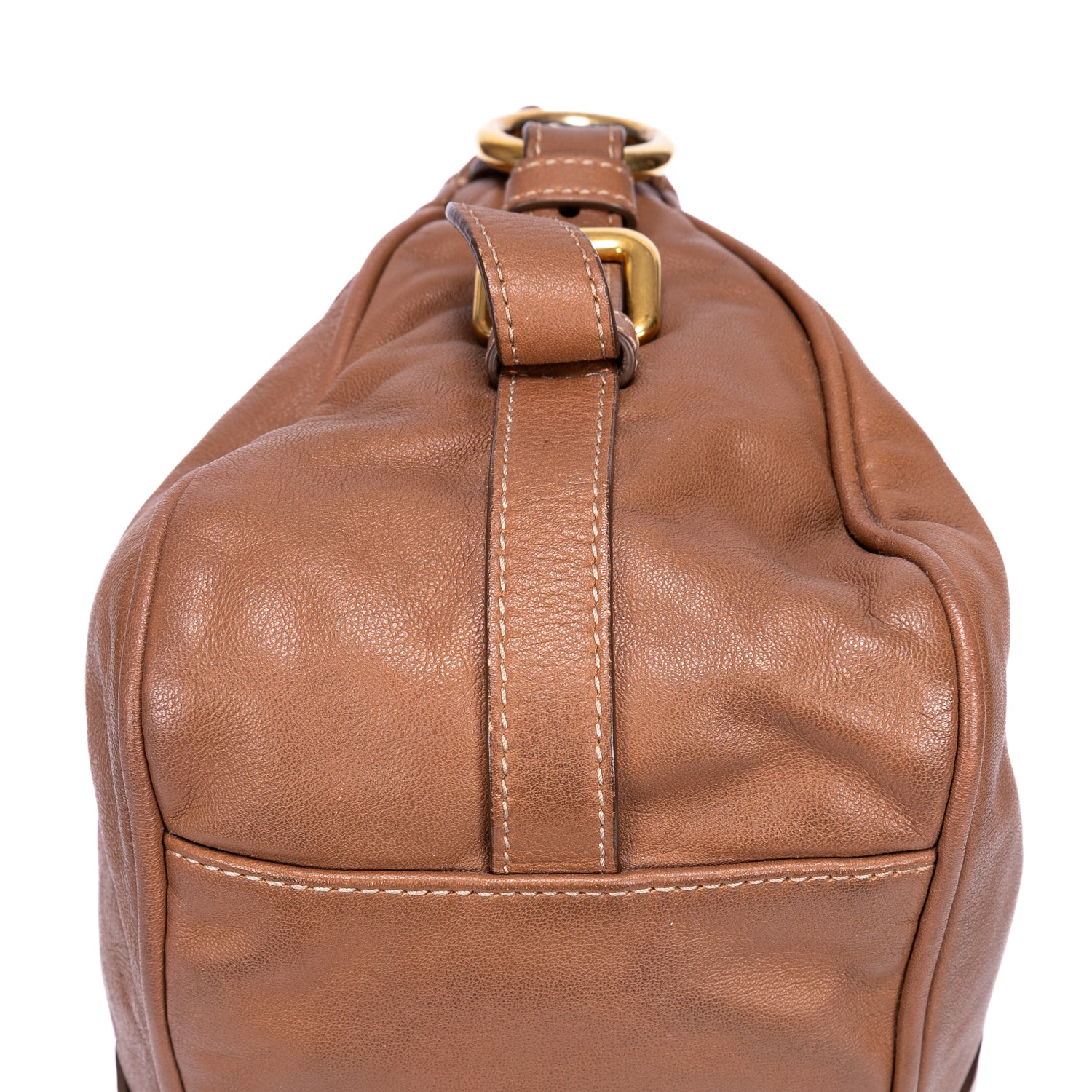 Sac à Épaule Bauletto en Cuir de Veau Marron