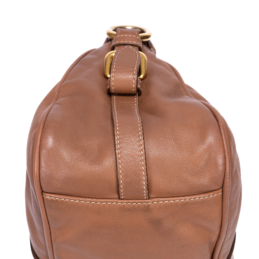Sac à Épaule Bauletto en Cuir de Veau Marron