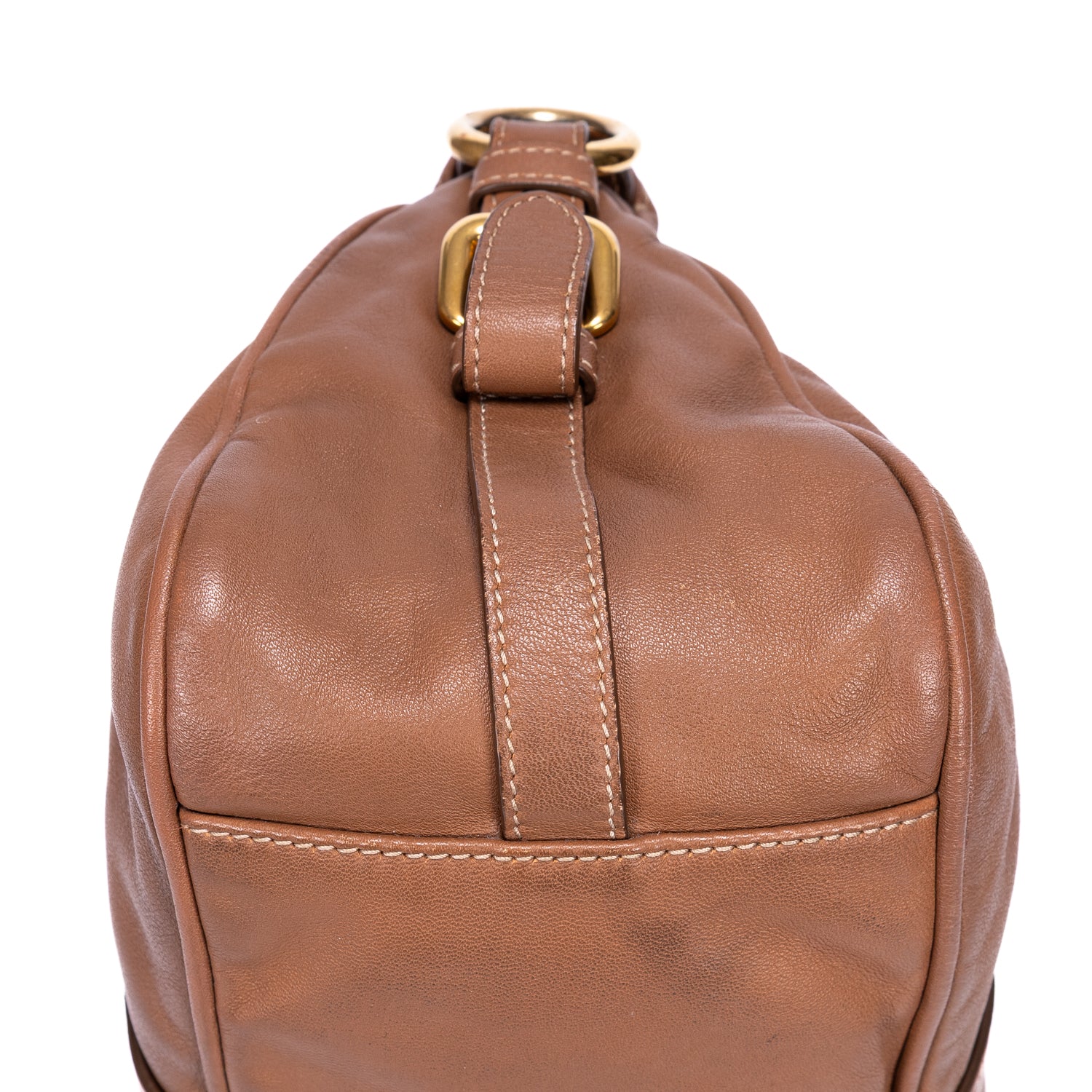 Sac à Épaule Bauletto en Cuir de Veau Marron