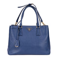 Sac bandoulière double zip cabas Galleria en cuir Saffiano bleu marine