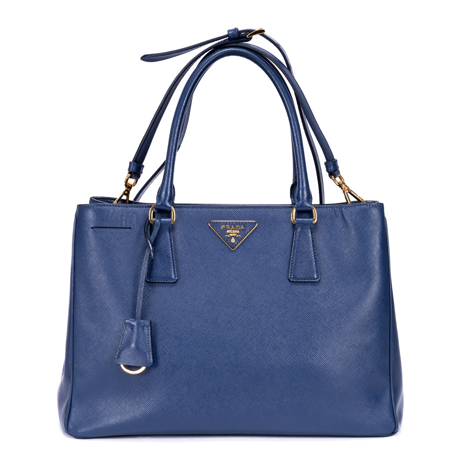 Shoulder Bag Double Zip Galleria Tote Navy Saffiano Leather