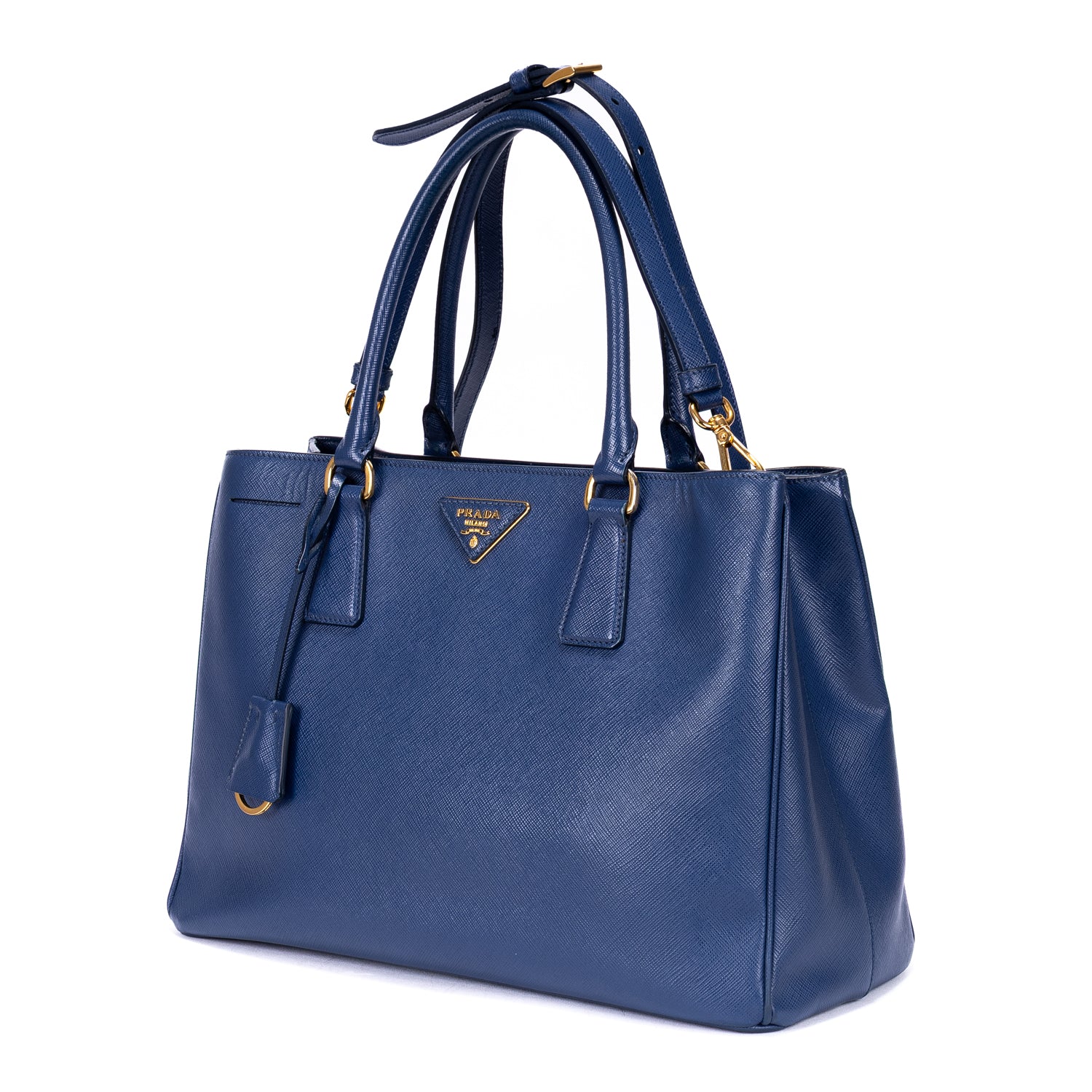 Shoulder Bag Double Zip Galleria Tote Navy Saffiano Leather