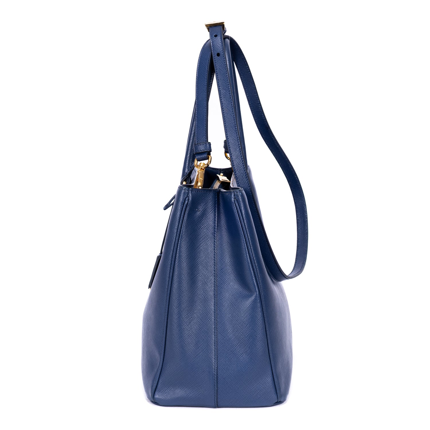 Shoulder Bag Double Zip Galleria Tote Navy Saffiano Leather