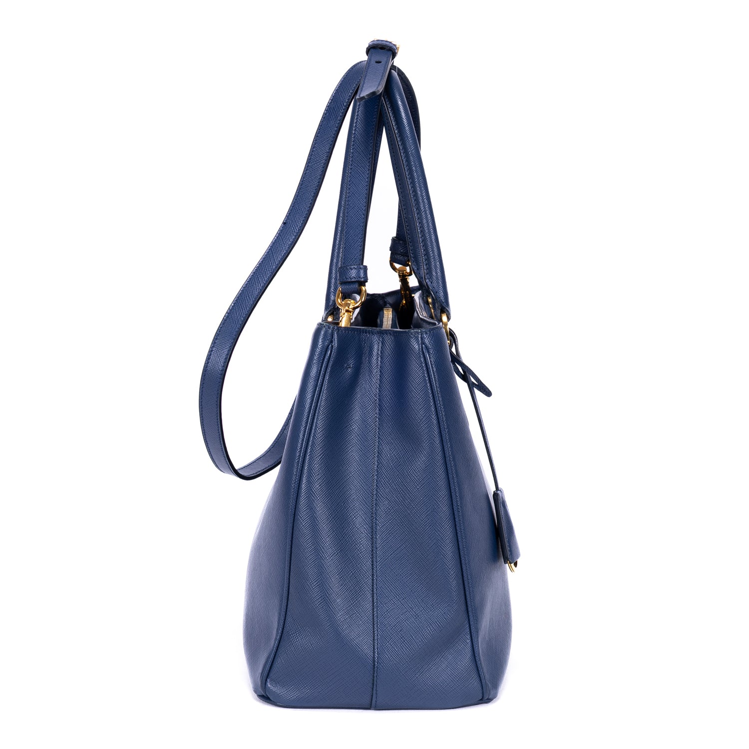 Shoulder Bag Double Zip Galleria Tote Navy Saffiano Leather