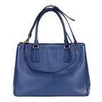 Sac bandoulière double zip cabas Galleria en cuir Saffiano bleu marine