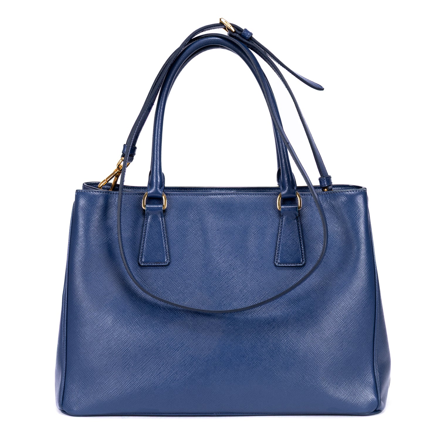 Shoulder Bag Double Zip Galleria Tote Navy Saffiano Leather