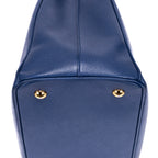 Sac bandoulière double zip cabas Galleria en cuir Saffiano bleu marine